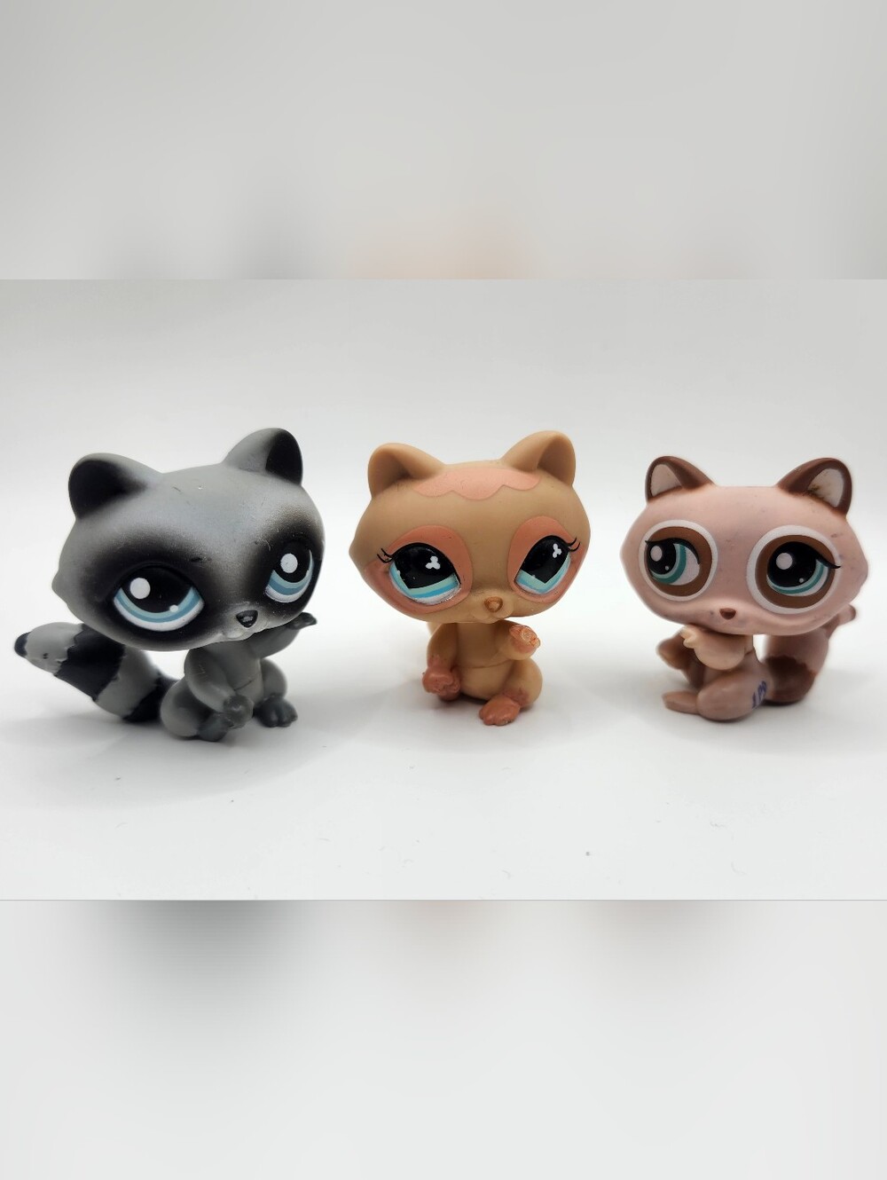 Authentic LPS Raccoons #196 , 669 , 1409 Littlest Pet Shop V1 Mold Woodland